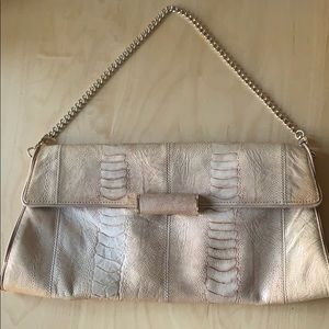 BCBG Leather snakeskin printed clutch